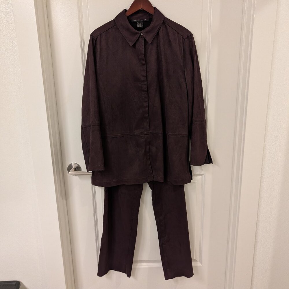 Yansi Fugel Faux Suede Pants and Jacket Set (flaw)